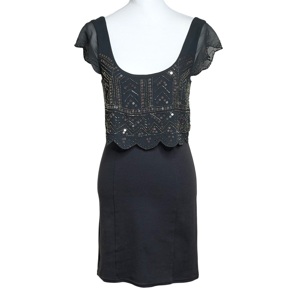 American Eagle Sequin Embellished Cocktail Party Dress Black Women Small
